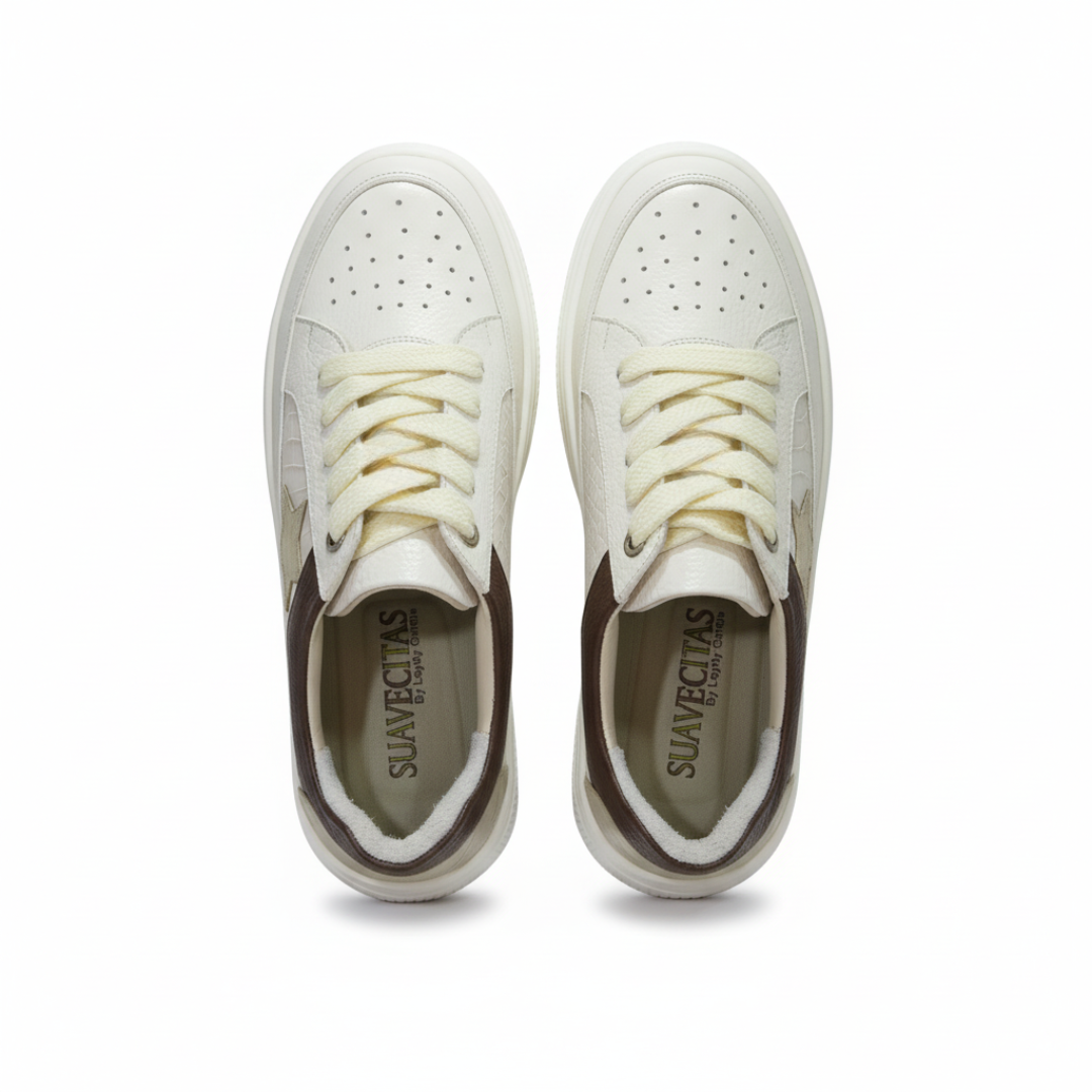 Tenis de cuero para mujer Vilna talco mustang