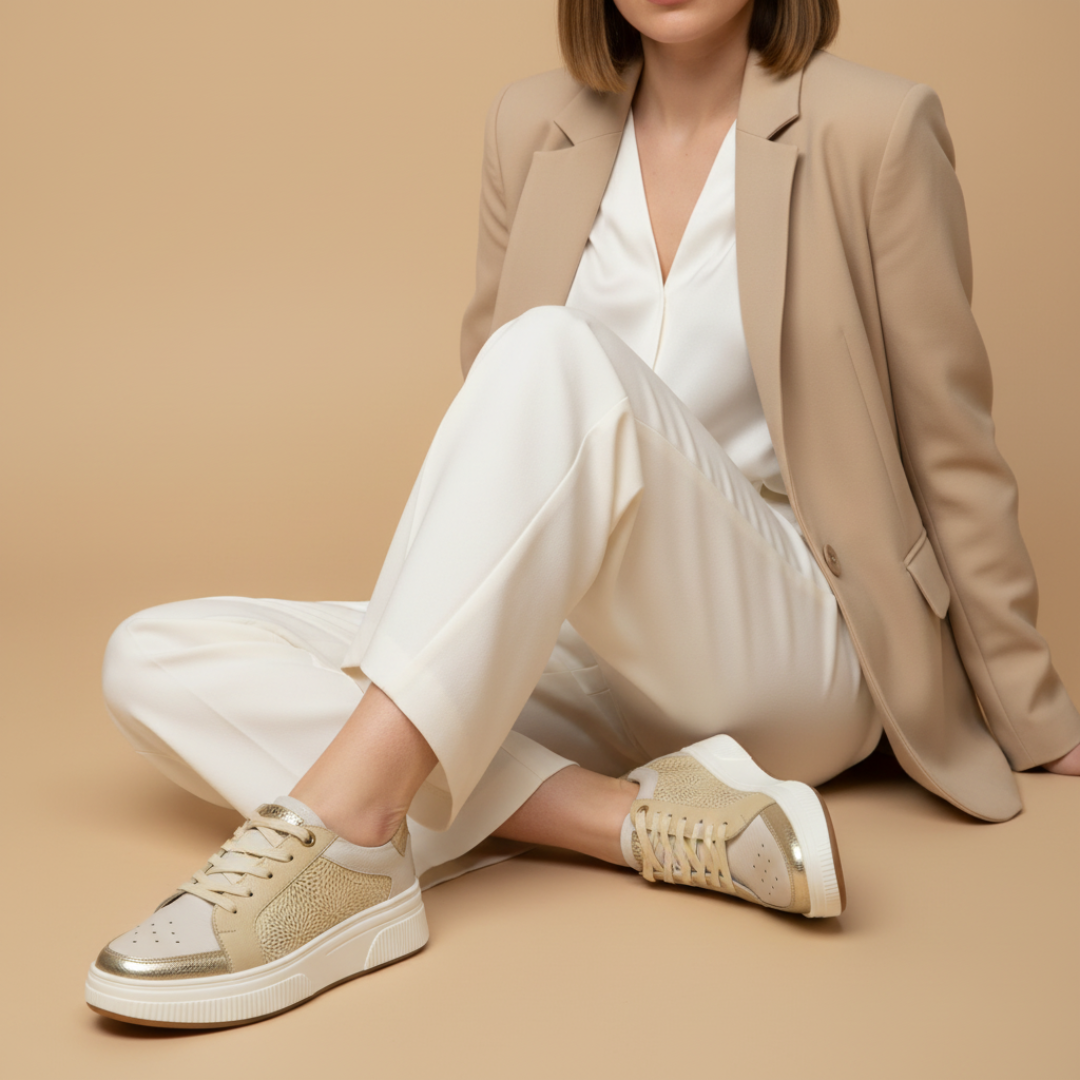 Tenis de cuero para mujer Sofia dorado pelicano