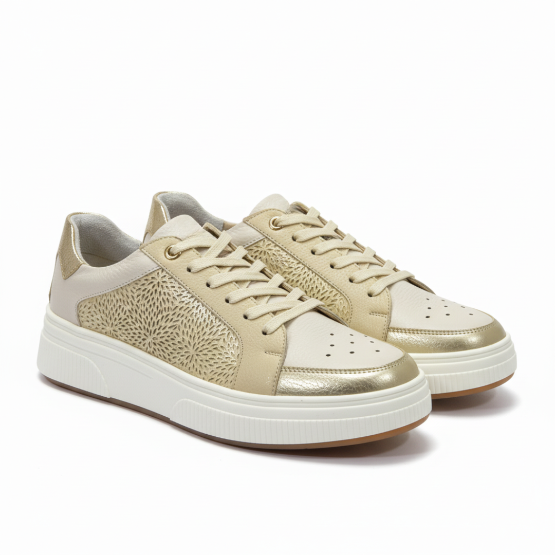 Tenis de cuero para mujer Sofia dorado pelicano