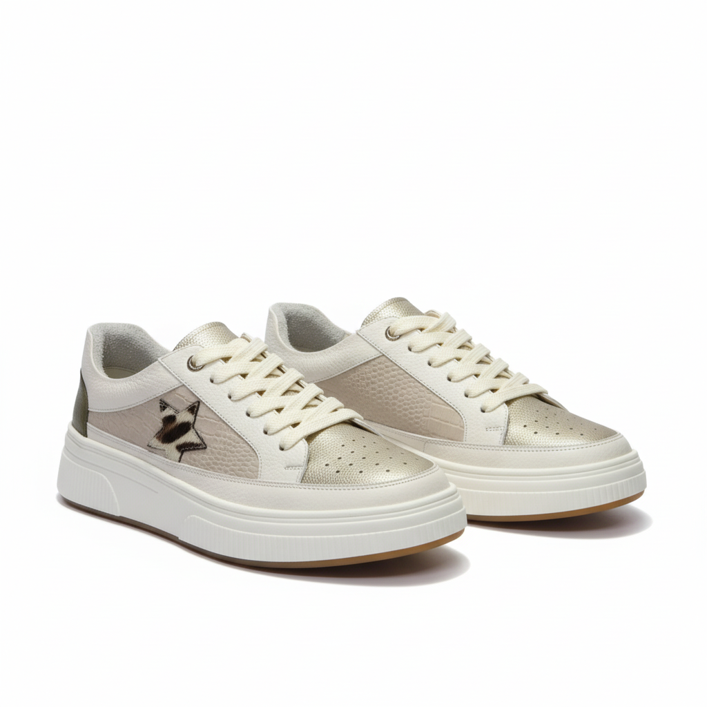 Tenis de cuero para mujer Vilna talco rino